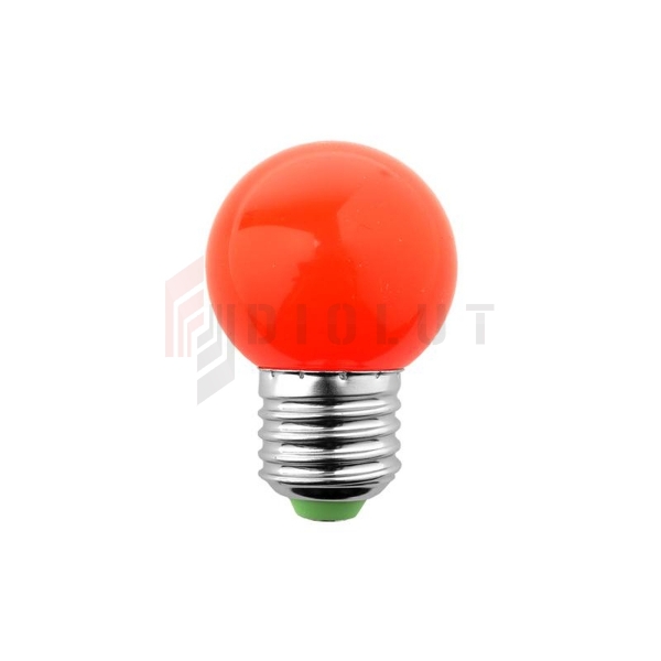 LED guľová žiarovka E27 230V 1W červená.