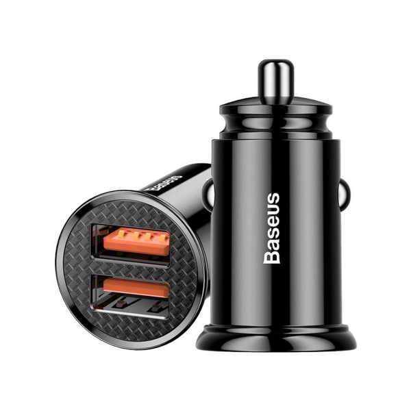 Baseus Quick Charge USBx2 autonabíjačka, 3.0, 30W 5A čierna.