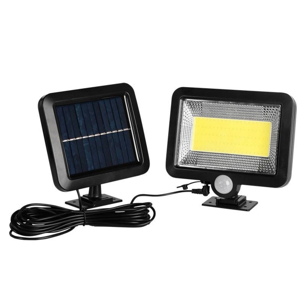 LTC COB lampa, 10W solárny panel, pohybový a súmrakový senzor, 1800mAh batéria.