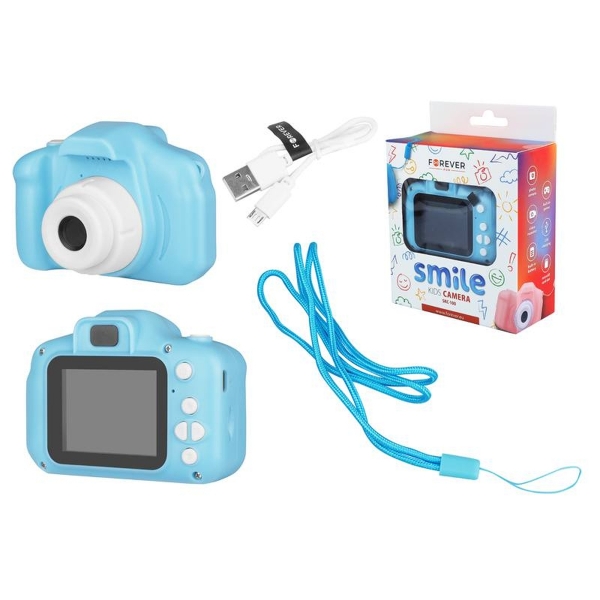 Digitálny fotoaparát vhodný pre deti s funkciou fotoaparátu, modrý.