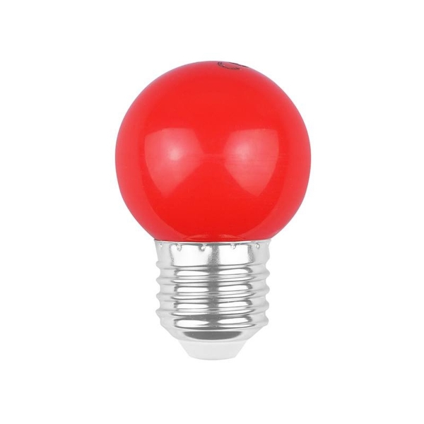 Sada LED žiaroviek E27 / G45 / 2 W, záhradná svetelná girlanda, červená, 5 ks.