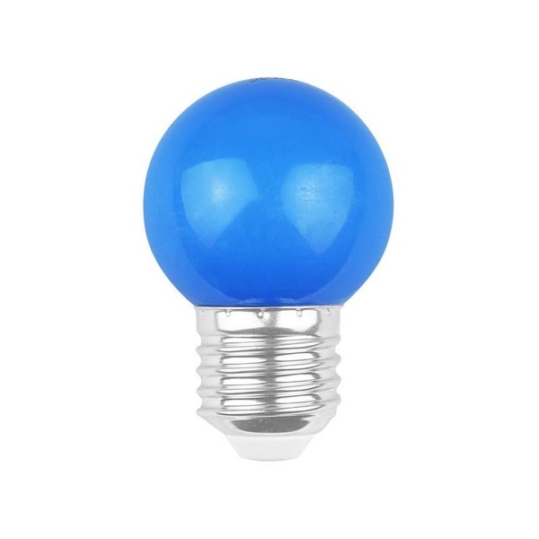 Sada LED žiaroviek E27 / G45 / 2 W, záhradná svetelná girlanda, modrá, 5 ks.