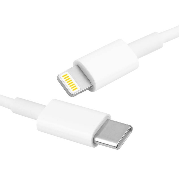 Kábel USB Type-C – osvetlenie, 5A, 1m, biely, HQ.