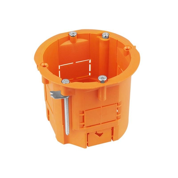 Koncová krabica jednoduchá, 60 x 60 p / t, hlboká, na sadrokartón, oranžová.