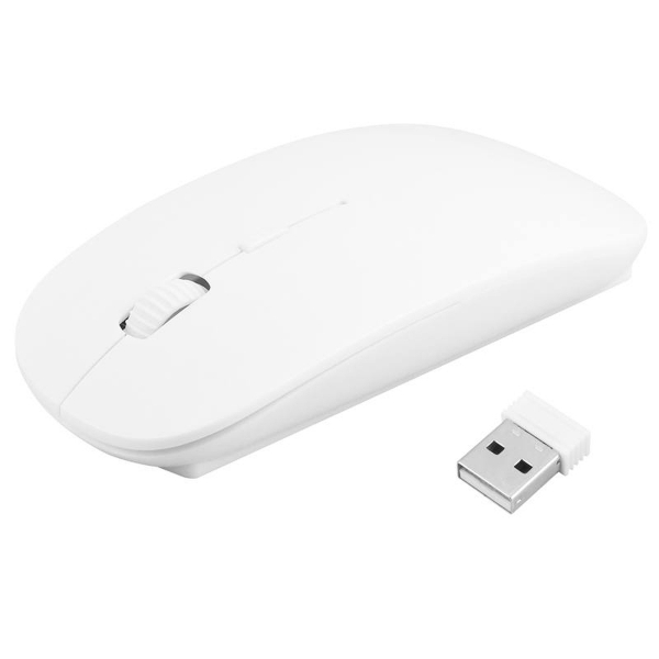 4D SLIMFIT bezdrôtová optická myš biela.