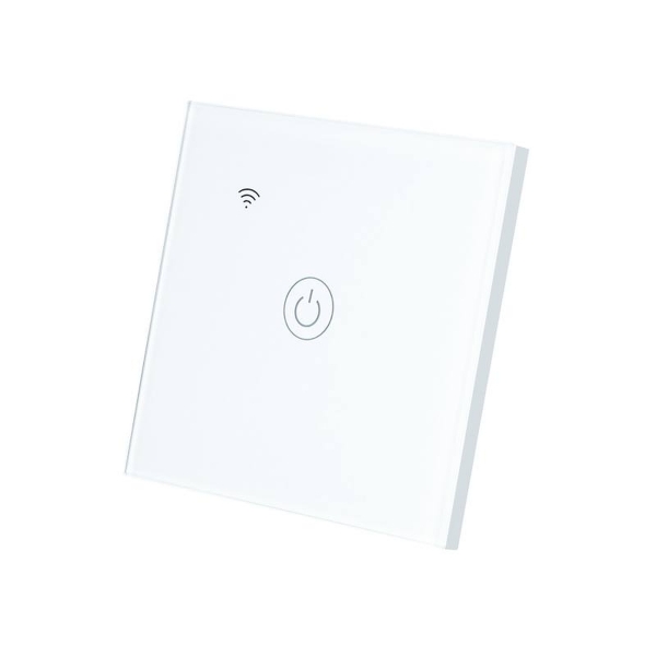 WIFI a dotykový spínač svetiel, jednosklený panel, biely.
