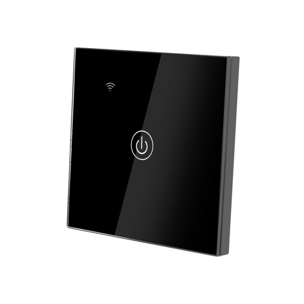 WIFI spínač svetiel a dotyková obrazovka, jednoduchý sklenený panel, čierna.