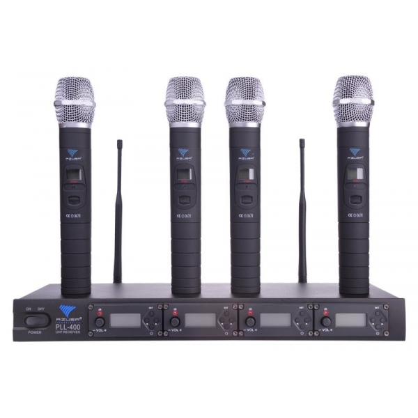 Mikrofón PLL-400 UHF 4 kanály (4 mikrofóny v ruke)