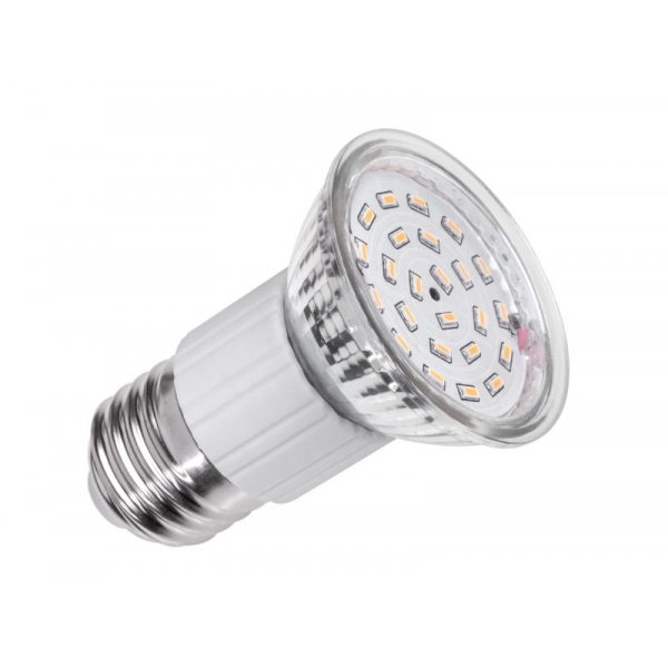 LED svietidlo (24x3014 SMD) 4,5W, E27, 3000K, 230V (sklenené puzdro)