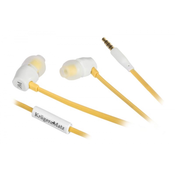Kruger & Matz model D10 slúchadlá do uší s mikrofónom, žlté