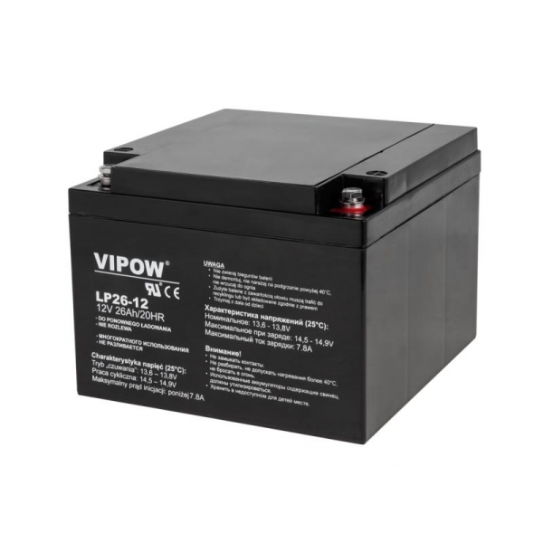 VIPOW 12V 26Ah gélová batéria