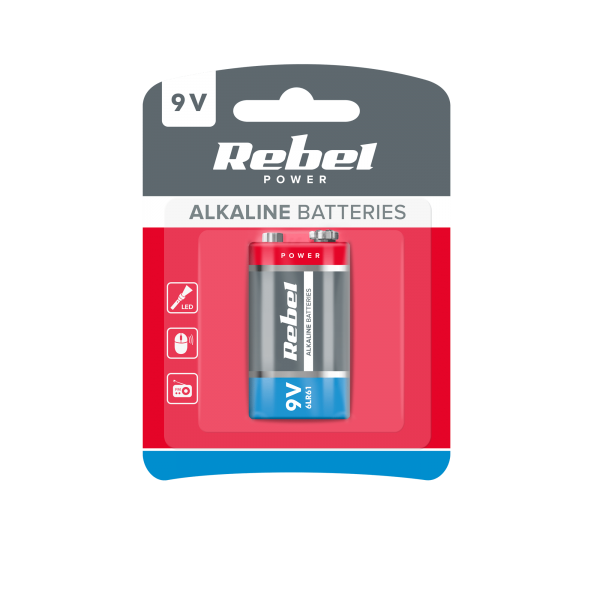 Rebel 9V 6LR61 alkalické batérie