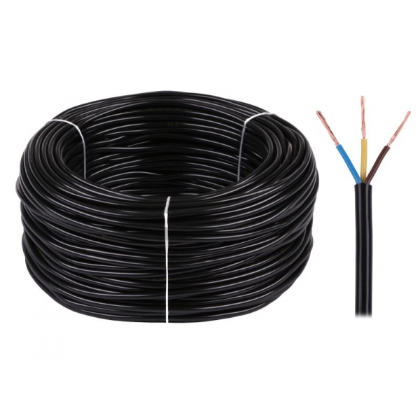Elektrický kábel OMY 3x0,75 300 / 300V čierny