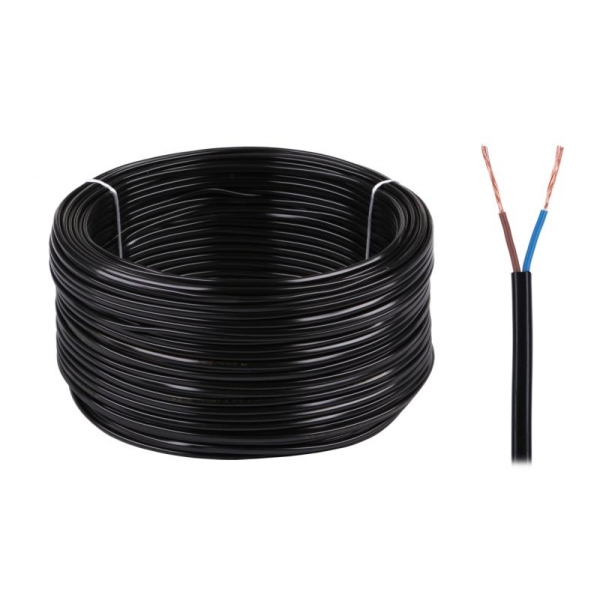 Elektrický kábel OMYp 2x0,5 300 / 300V čierny