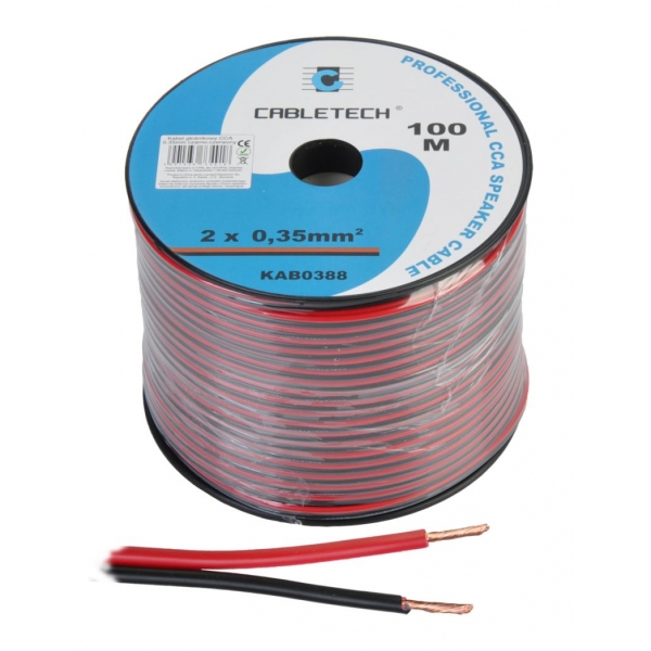 0,35 mm čierno-červený reproduktorový kábel CCA