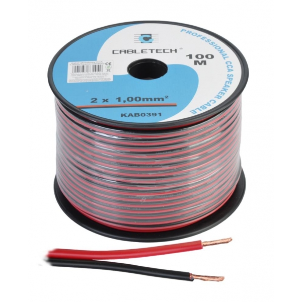 CCA 1,0 mm čierny / červený reproduktorový kábel