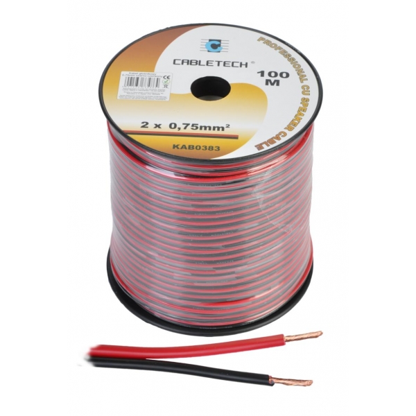 0,75 mm čierny a červený reproduktorový kábel