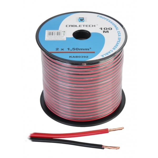 1,5 mm CCA reproduktorový kábel, čierny a červený