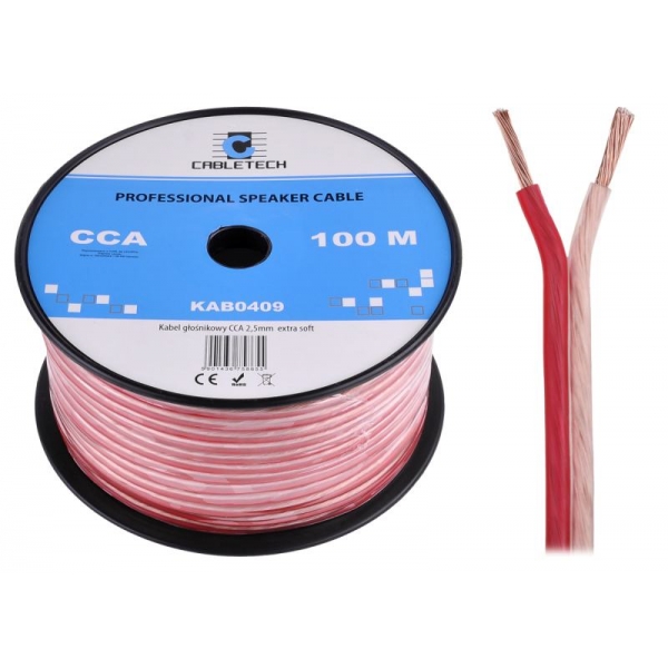 Extra mäkký reproduktorový kábel CCA 2,5 mm Cabletech