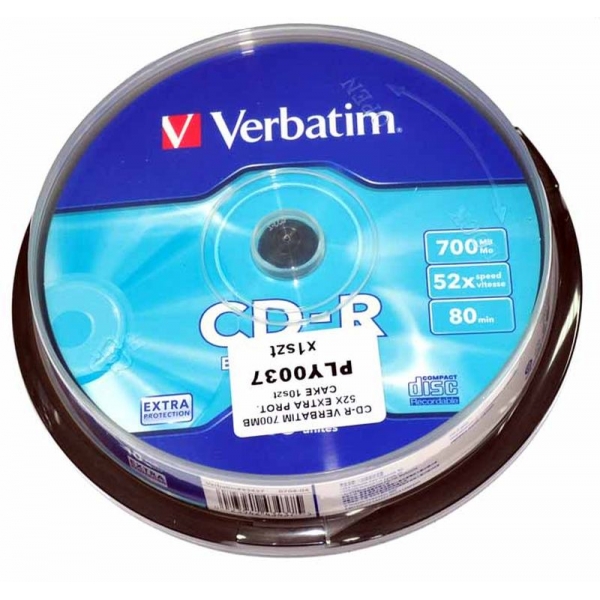 CD-R VERBATIM 700 MB 52X EXTRA PROT. TORTA 10ks