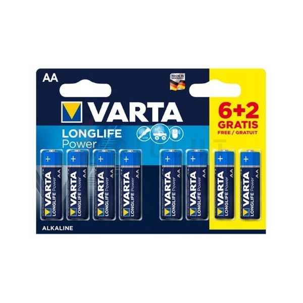 Alkalická batéria VARTA LR06 LONGLIFE 8 ks / bl.