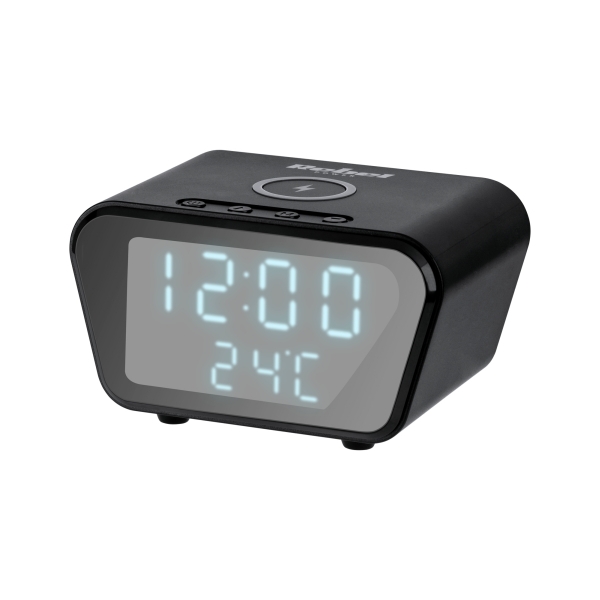 Digitálne hodiny-budík s indukčnou nabíjačkou (čierna)