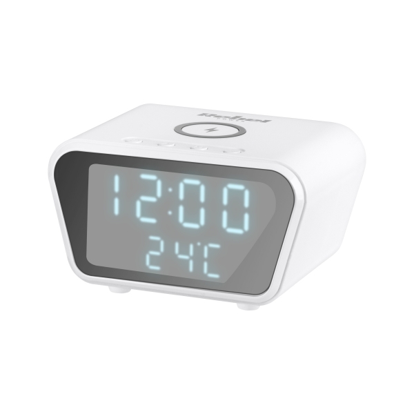 Digitálne hodiny-budík s indukčnou nabíjačkou (biela)