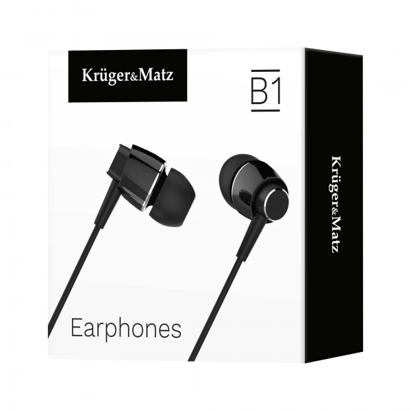 Kruger & Matz B1 slúchadlá do uší s mikrofónom, čierne