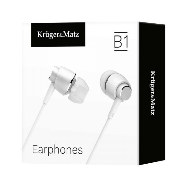 Kruger & Matz B1 slúchadlá do uší s mikrofónom, biele