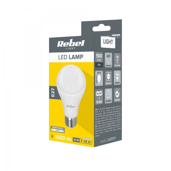 LED lampa Rebel A60 12W, E27, 3000K, 230V