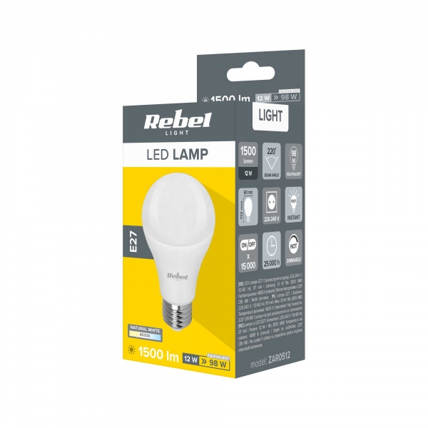 LED lampa Rebel A60 12W, E27, 4000K, 230V