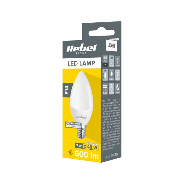 LED Rebel sviečka lampa 7W, E14,4000K, 230V