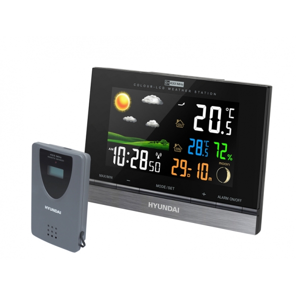 PS HYUNDAI WS2303 meteostanica LCD farba, čas, teplota, dátum, predpoveď, budík