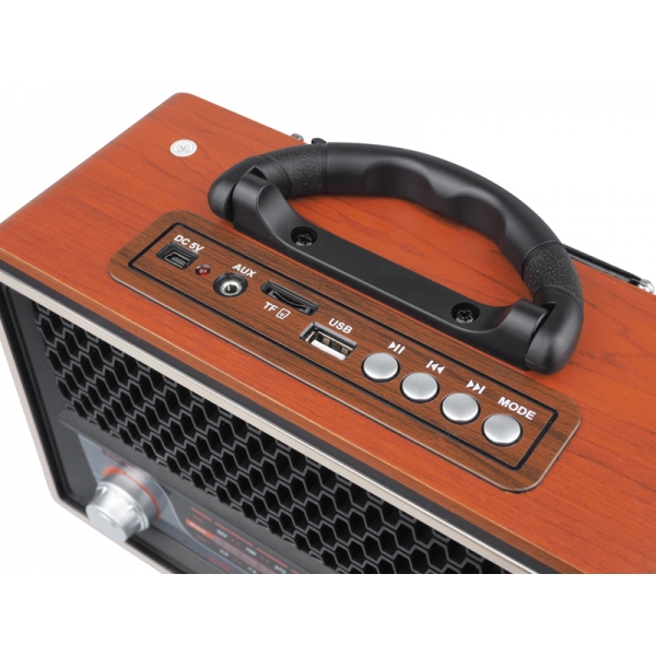 PS Prenosné rádio RETRO MK-197 Bluetoth, USB, TF karty, AUX, diaľkové ovládanie, vstavaná batéria, čierna-PLN