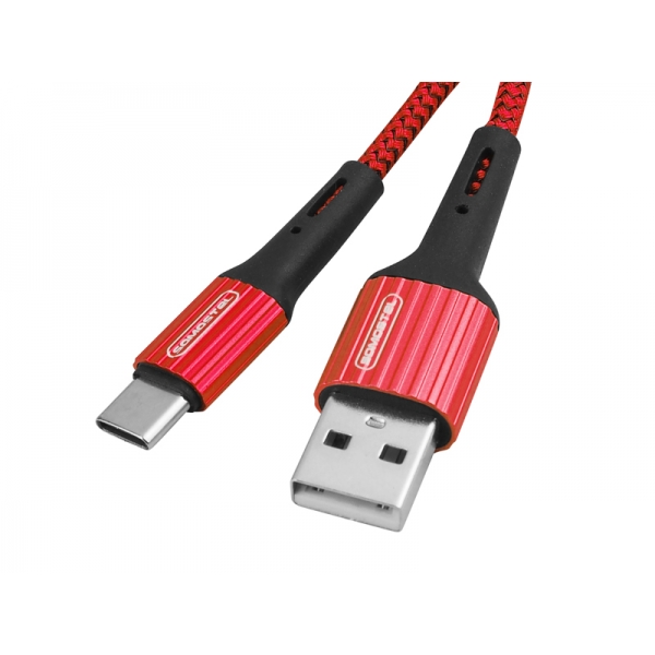 USB kábel SOMOSTEL TYP-C 3,6A RÝCHLA NABÍJAČKA 3,0 1m POWERLINE červený SMS-BW06