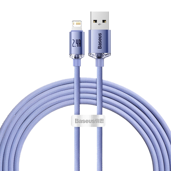 PS USB kábel - IPHONE 8pin Lightning, 2m, 2,4A, BASEUS Crystal Quick Charge.