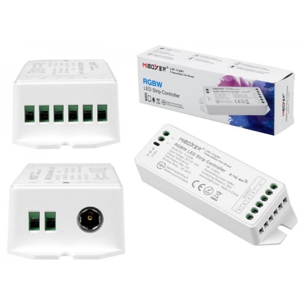 Mi-Light RGBW prijímač, 2.4GHz / WiFi, pre 4-zónové diaľkové ovládače, funkcia stmievania, max.12 A, 1 kanál