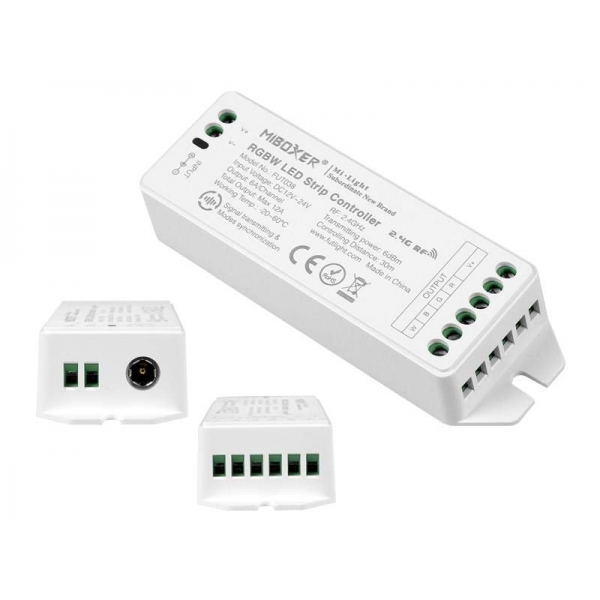Mi-Light RGBW prijímač, 2.4GHz / WiFi, pre 4-zónové diaľkové ovládače, funkcia stmievania, max.12 A, 1 kanál