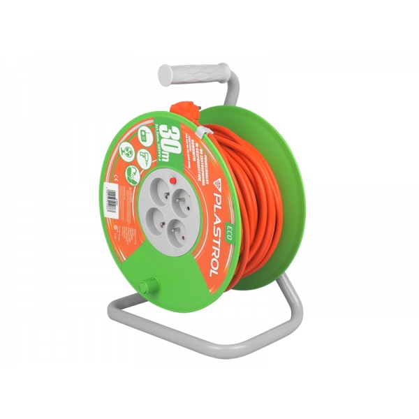 ECO LINE predlžovačka, oranžová, 30m, 4x2p-Z, 16A 3680W, kábel 3x1,5mm H05VV
