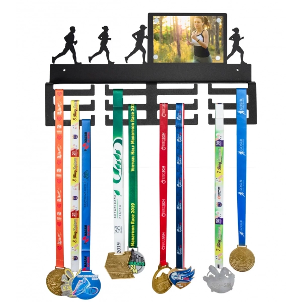 Kovový vešiak na medaily 40cm bežce s rámom