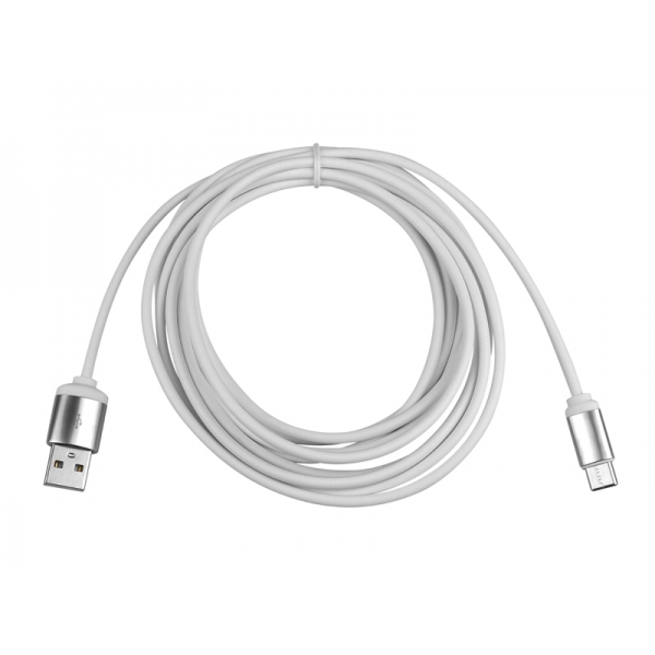 Kábel USB typu C 3 m HQ kovový ,biely