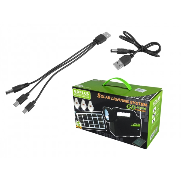 PS Solar Lighting System GD-P30FM,Power Bank, Bluetooth Speaker,Radio,TF ,USB, 1-LED baterka + boc panel