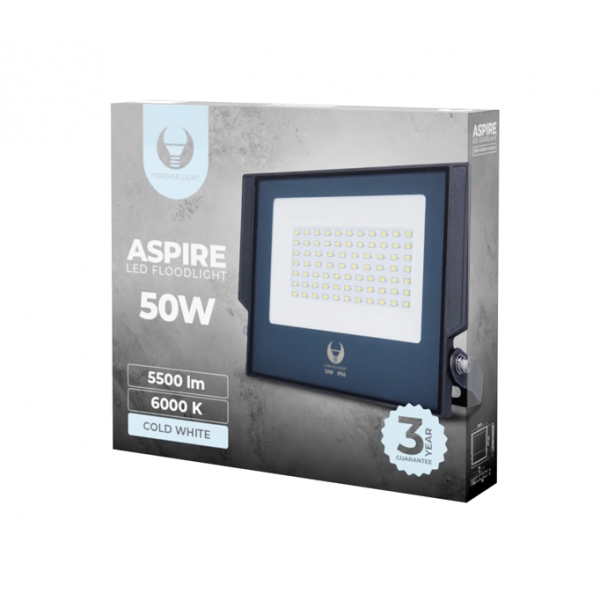 ASPIRE LED Floodlight 50W 6000K 5500lm 230V Forever Light