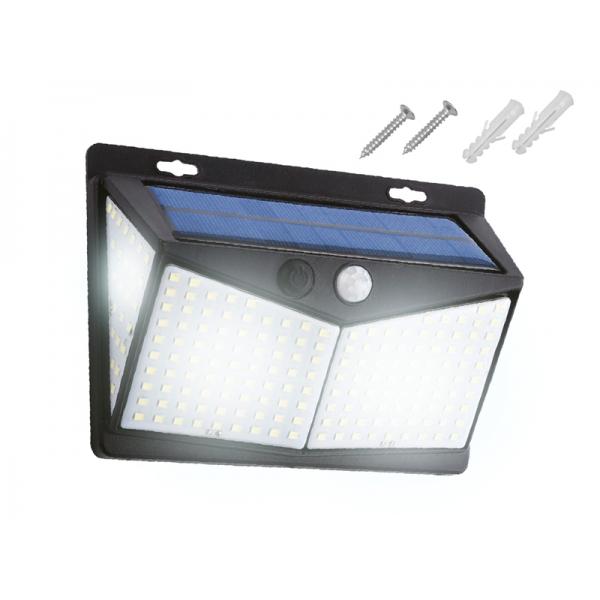 LTC solárne nástenné svietidlo, ABS, 208*SMD LED, 5,5V 130MA, snímač pohybu za súmraku, vodotesné.