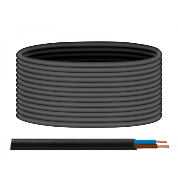 OHM kábel 2x0,75 300/300V okrúhly čierny 100m