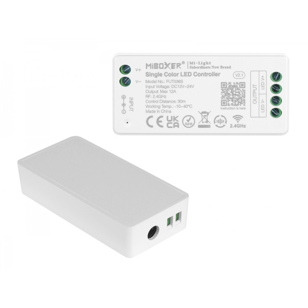 Mi-Light stmievač /4-zónový prijímač, diaľkové ovládanie, panel, max. 12 A, 1 kanál max. 12 A, 2