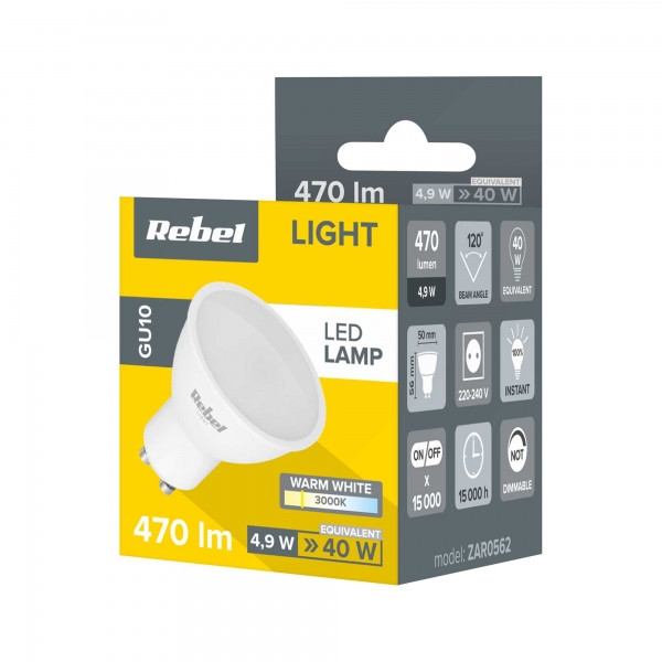 LED Rebel Light 5W GU10, 3000K, 230V