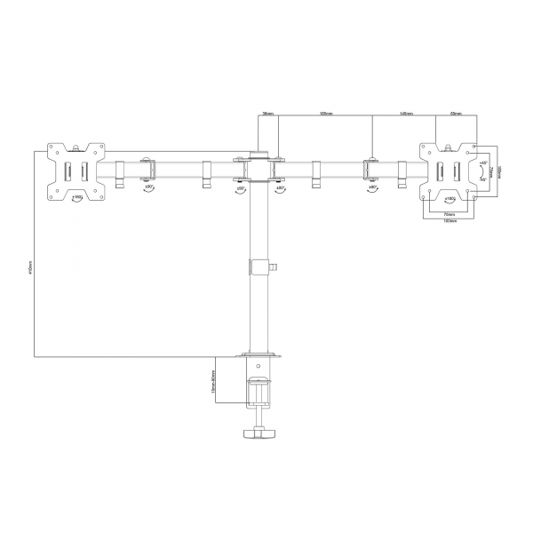 Držiak pre dva monitory 13"-27"