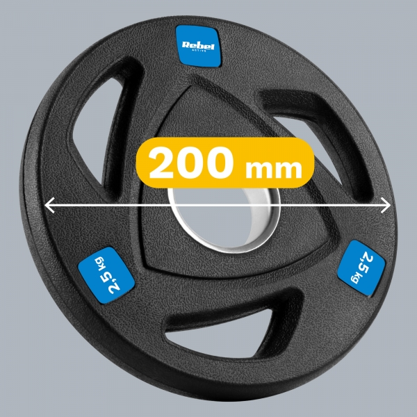 Sada pogumovaných liatinových závaží 4x2,5kg, olympijský otvor 51mm, REBEL ACTIVE