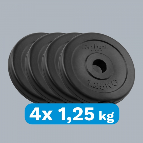 Sada bitúmenových závaží 4x1,25kg, otvor 31mm, klasická platňa, REBEL ACTIVE